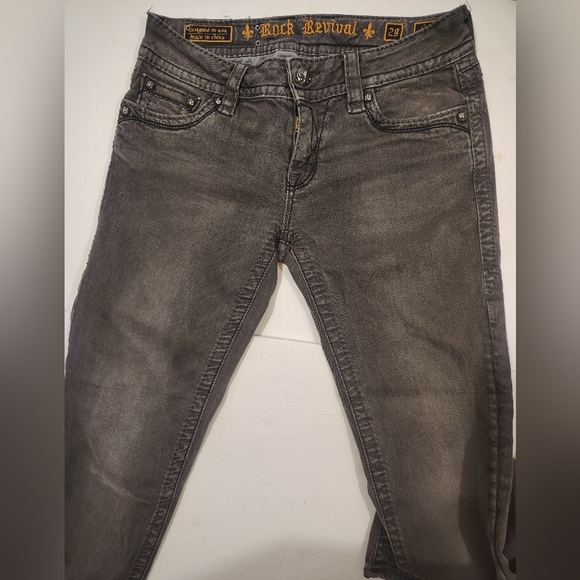 Rock Revival Skinny Jean, Women Gray, Pockets, Black Sequin, Celline, 29 - Picture 12 of 15